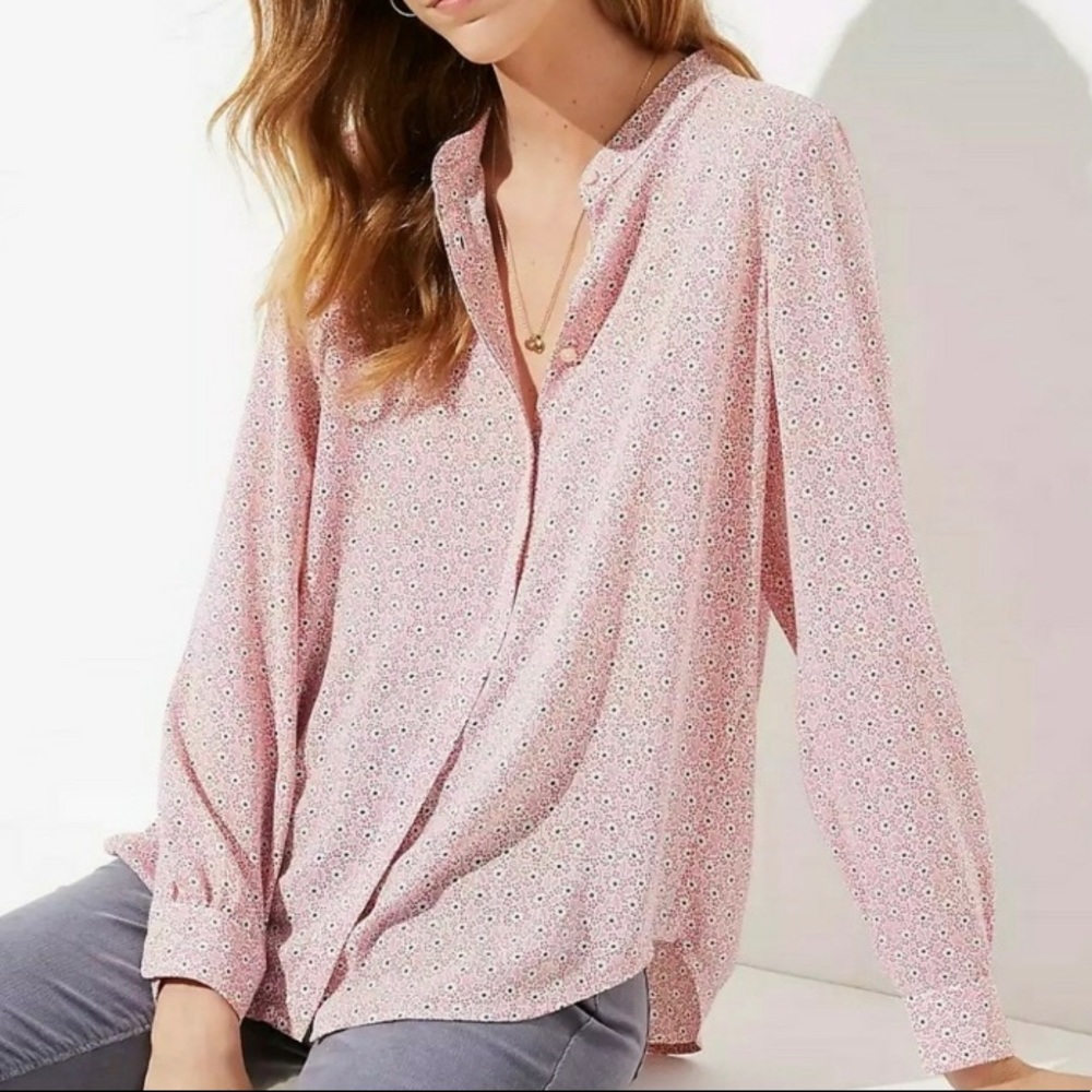 Pink Floral blouse Loft